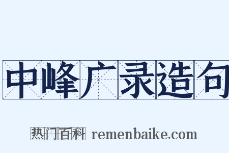 中峰广录造句是什么意思的图片
